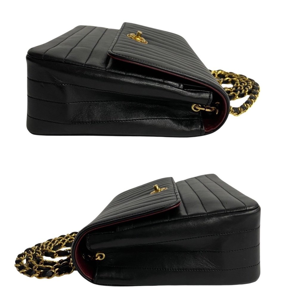CHANEL Mademoiselle Coco Mark Lambskin Leather Chain Shoulder Bag Black 90074 - Picture 7 of 10